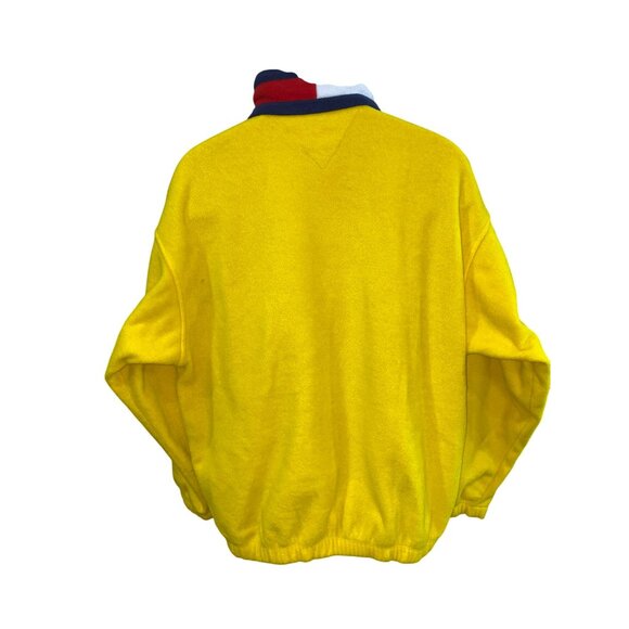 Vintage 90’s Y2K Tommy Hilfiger Yellow Fleece Pullover Jacket Men’s Size Large - Picture 9 of 9